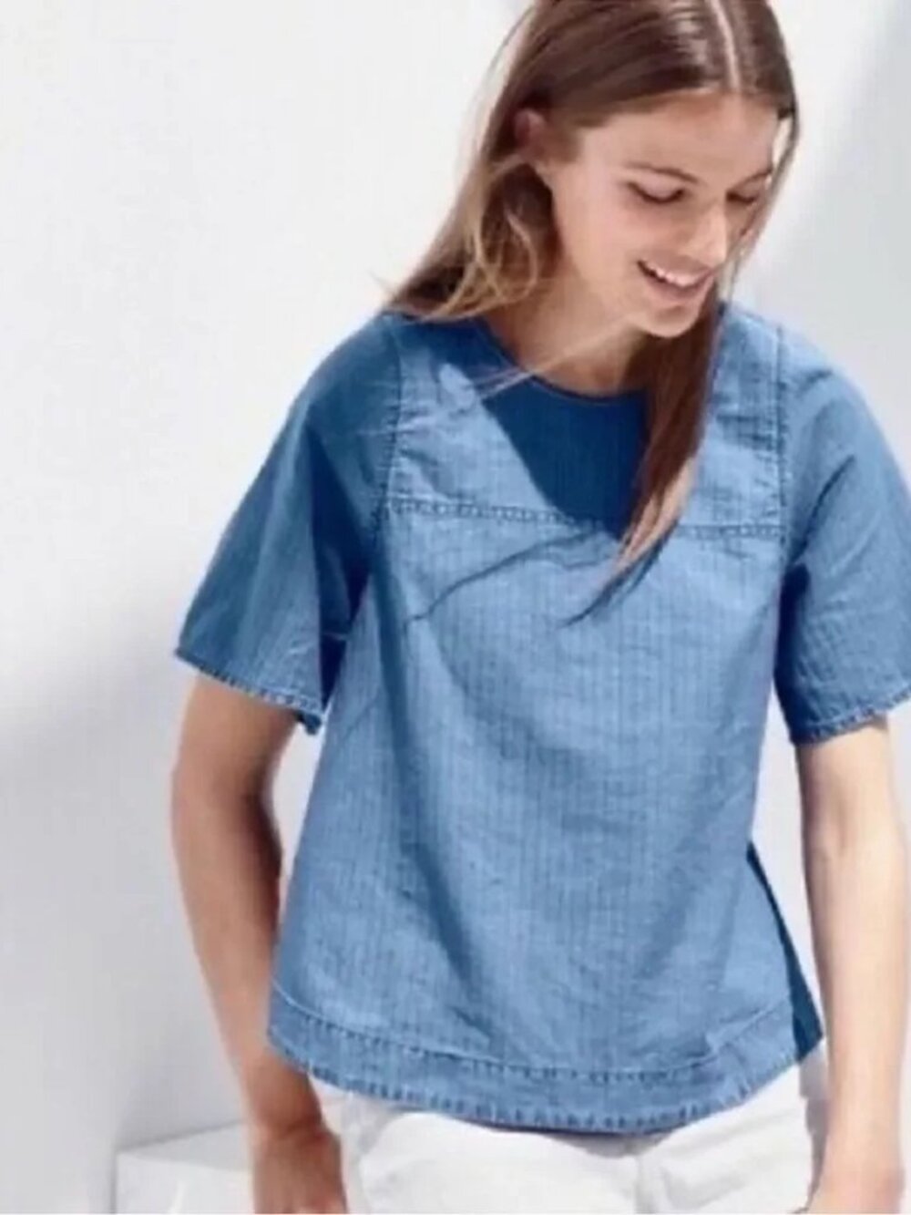 J.Crew denim swing top in Spanish indigo Medium
